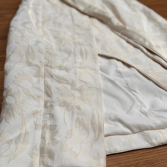 Alexis Isotta cream Floral Brocade Strapless Wrap Tie bride Dress small - Picture 9 of 13